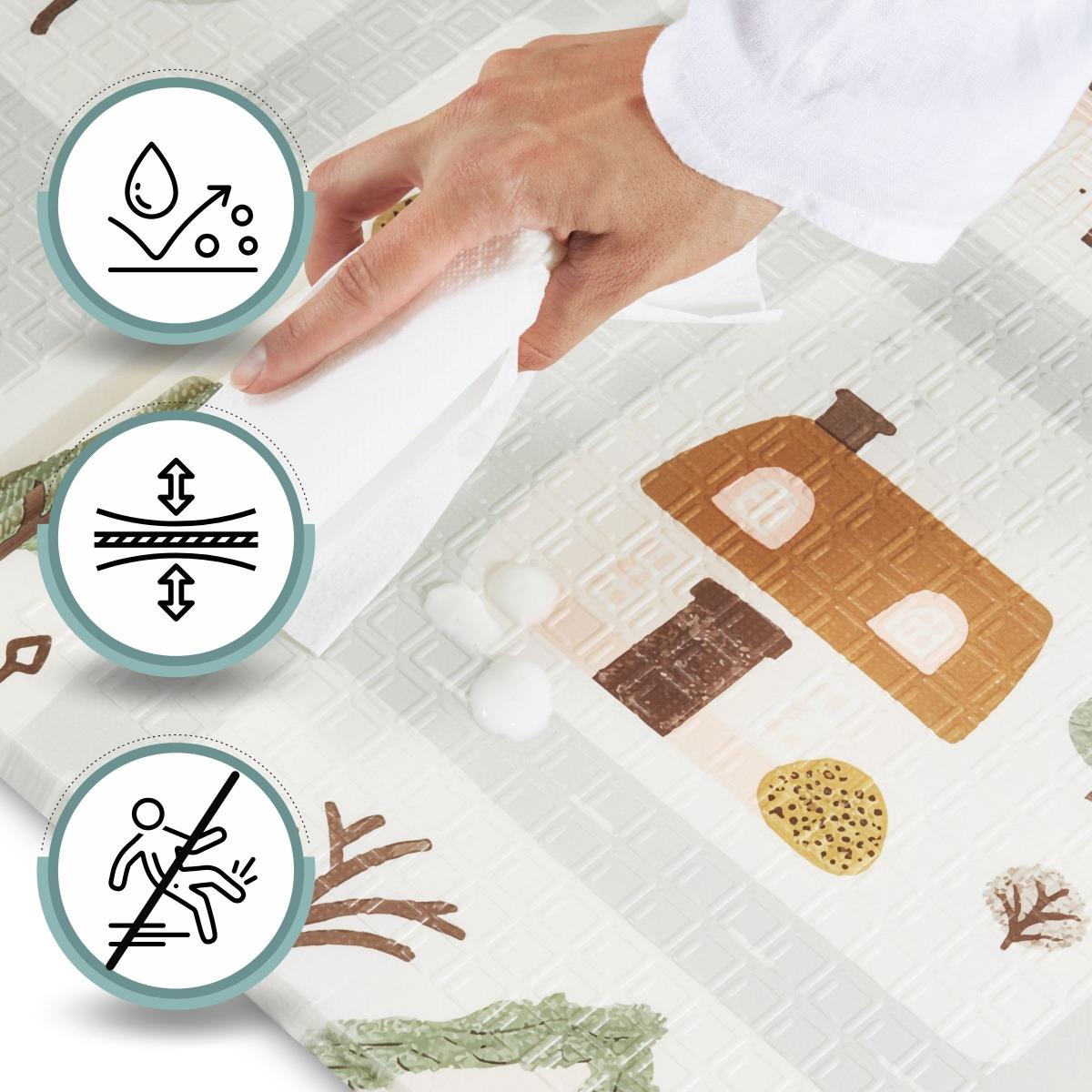 Tappetino pieghevole bifacciale in schiuma 180 x 120 x 1 cm - Charming Town/Sand Beige