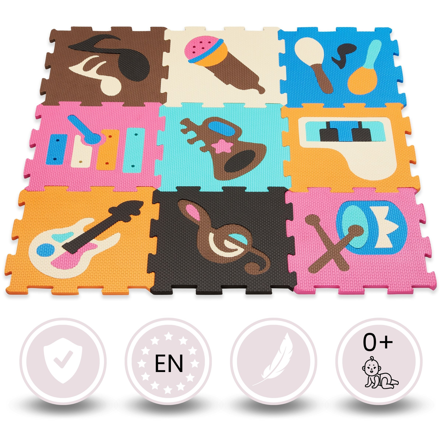 Tappeto puzzle educativo in schiuma 90 x 90 x 1 cm - schiuma EVA - design: strumenti