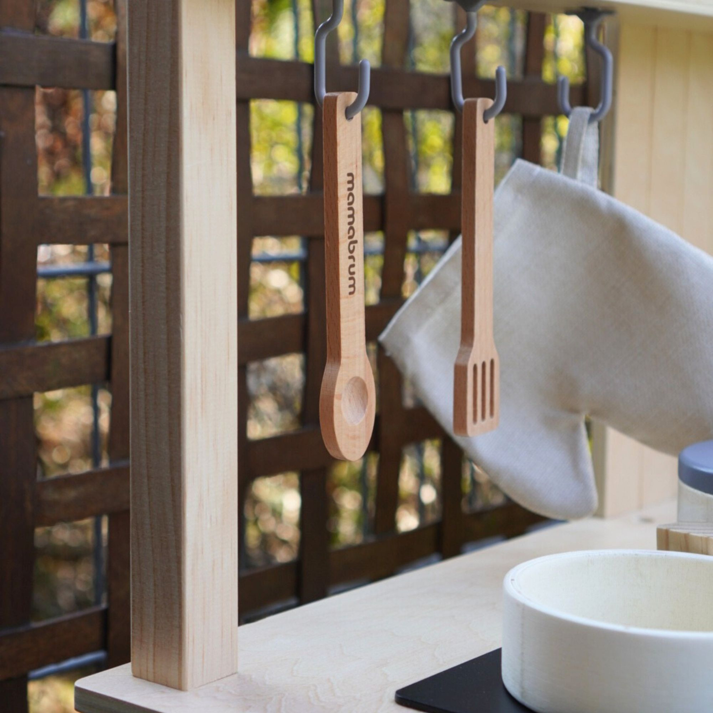 Cucina da giardino in legno con accessori - natural boho