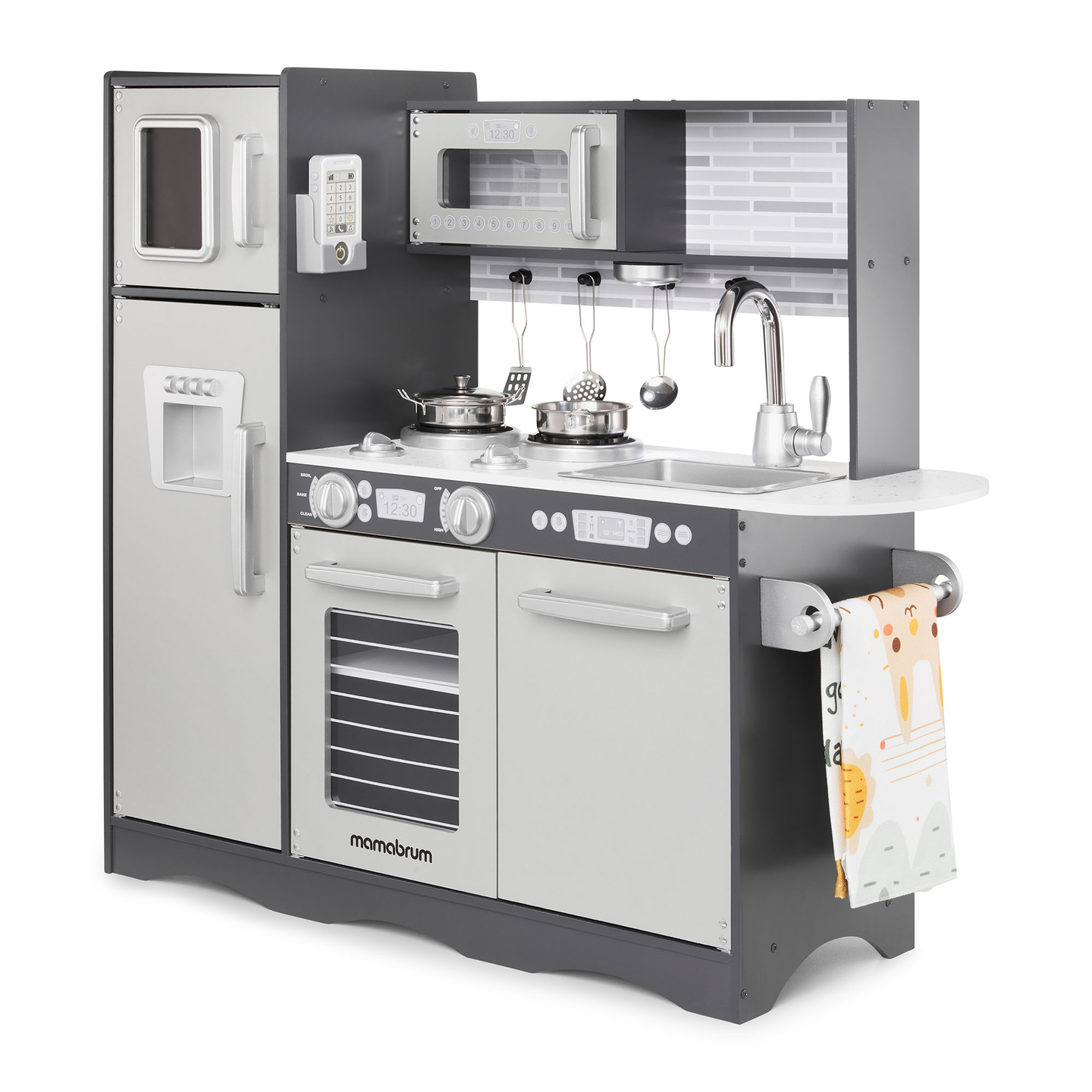 Cucina in legno XXL con illuminazione a LED, grembiule e accessori