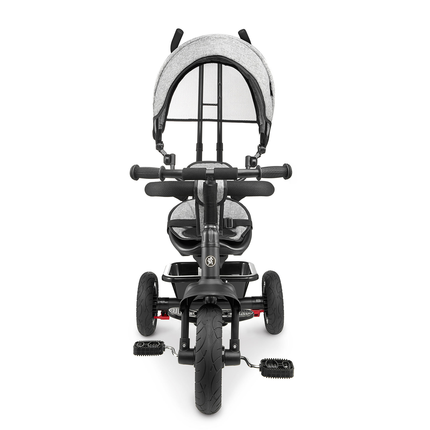 Triciclo per bambini 1-4 anni - TOBI FREY - colore grigio - girevole - ruote pompate + spingitore