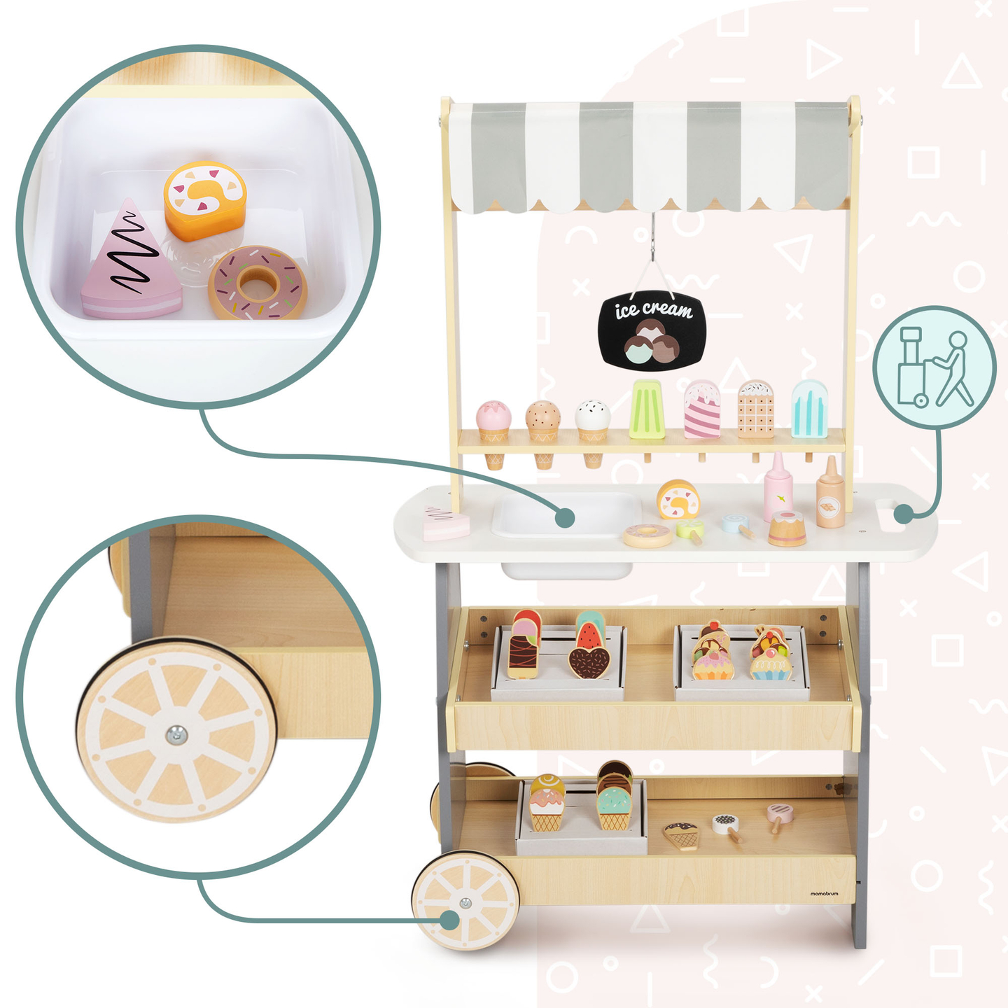 Gelateria in legno su ruote - carrello gelato