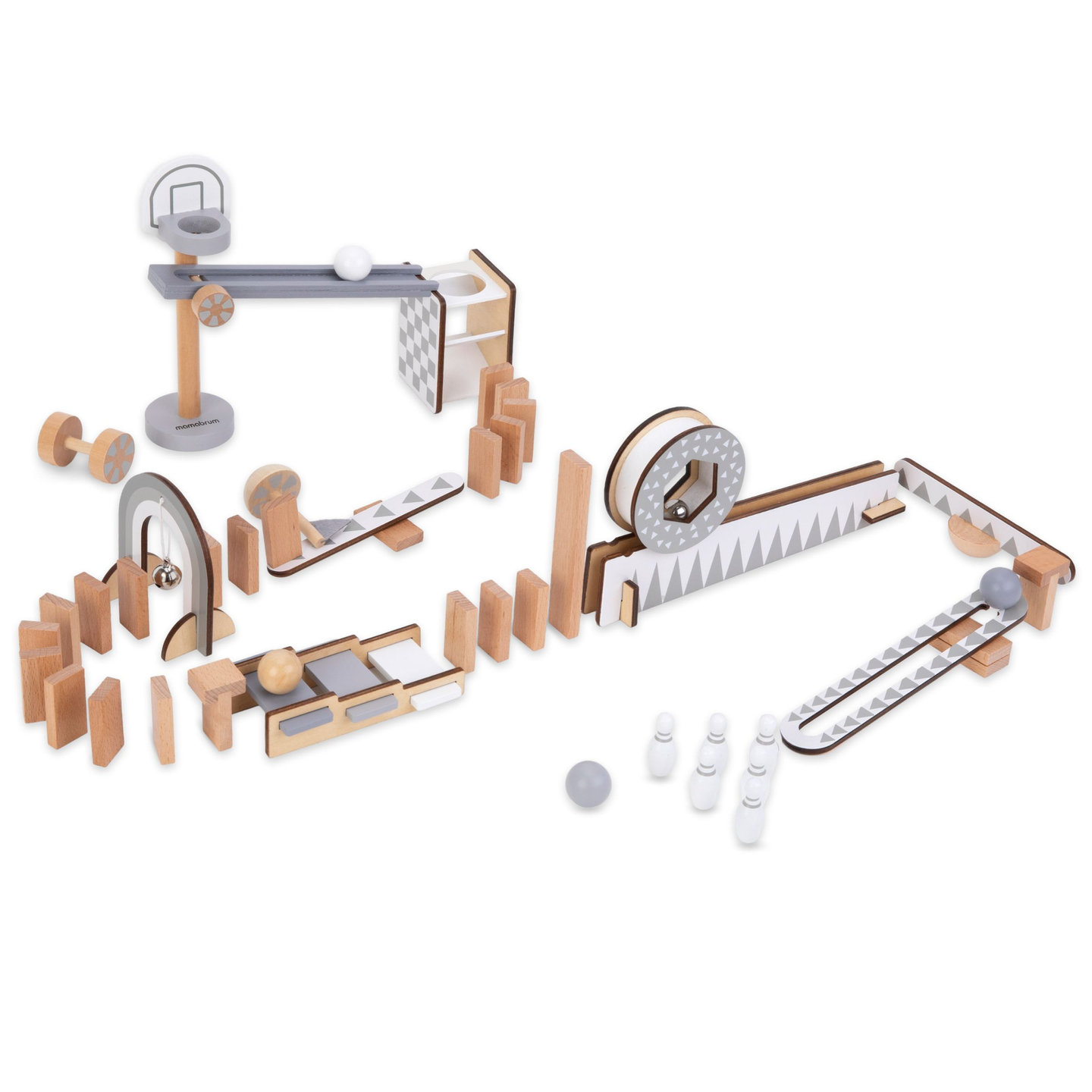 Blocchi di domino in legno - percorso ad ostacoli - 48 elementi