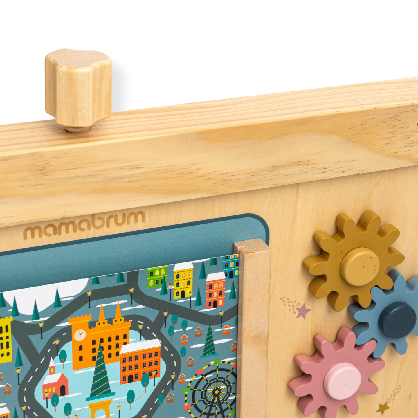 Tavola Montessori in legno 2 in 1 Cockpit per piccoli conducenti e piloti: volante, cambio, mappe di viaggio, radar