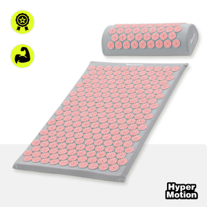 Tappetino per agopressione con cuscino e fodera - 72 cm HyperMotion grigio e rosa