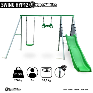 Parco giochi XXL per bambini in giardino con altalena, trapezio ginnico e scivolo