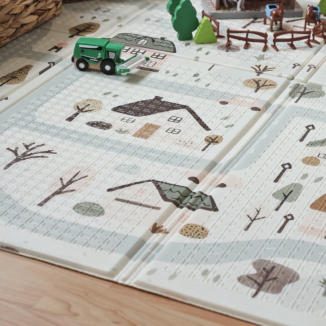 Tappetino pieghevole bifacciale in schiuma 180 x 120 x 1 cm - Charming Town/Sand Beige