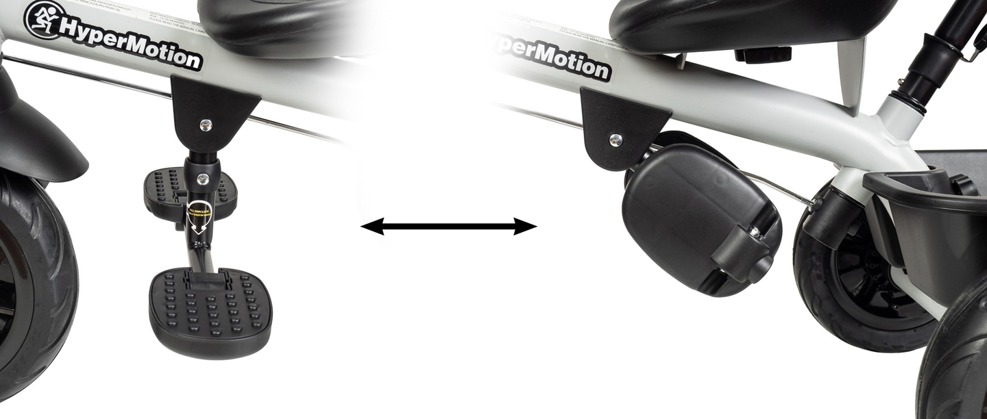 HyperMotion TOBI VECTOR triciclo - ruote gonfiabili eterne + barra di spinta. Colore: nero.