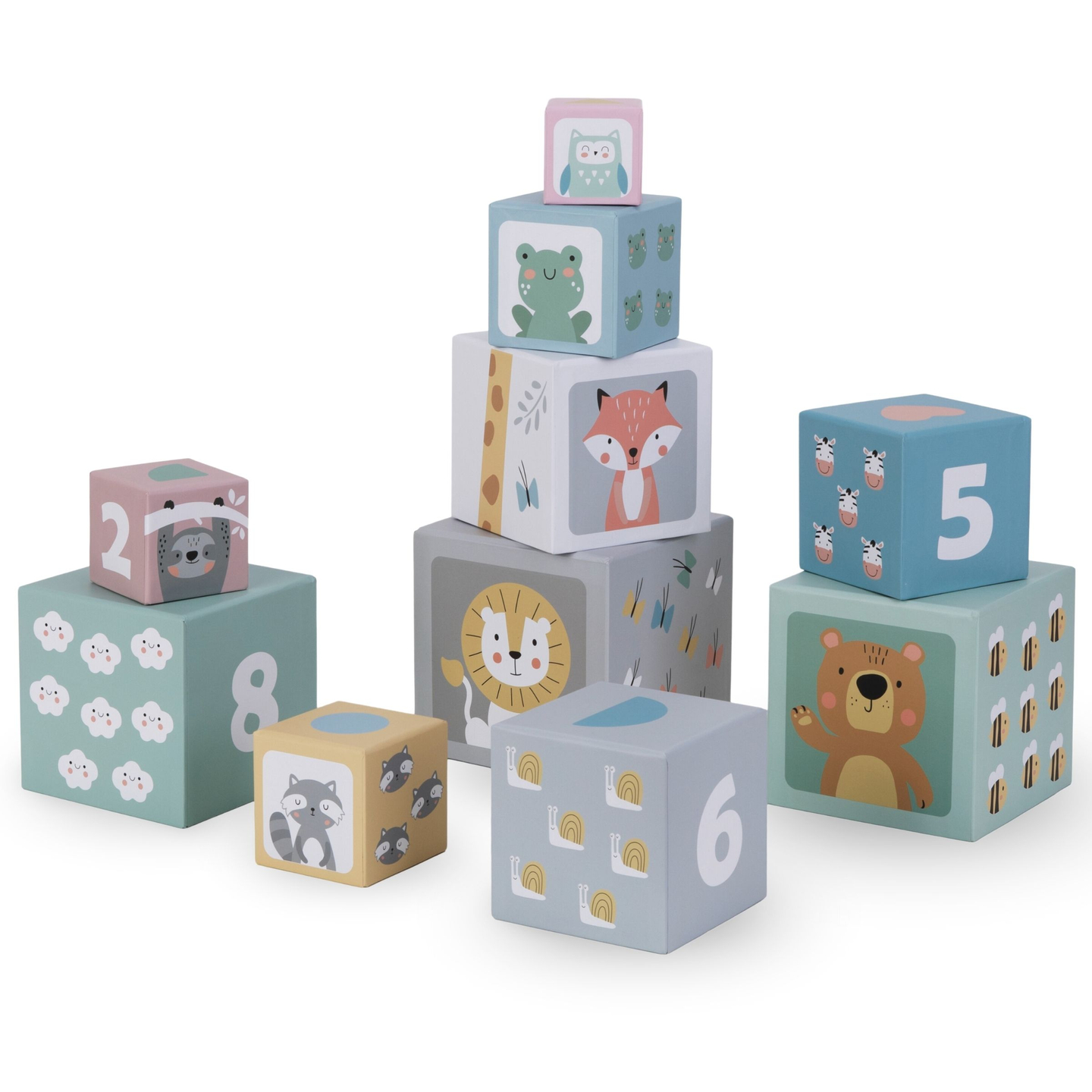 Torre dei puzzle per bambini 10 pezzi - numeri e animali