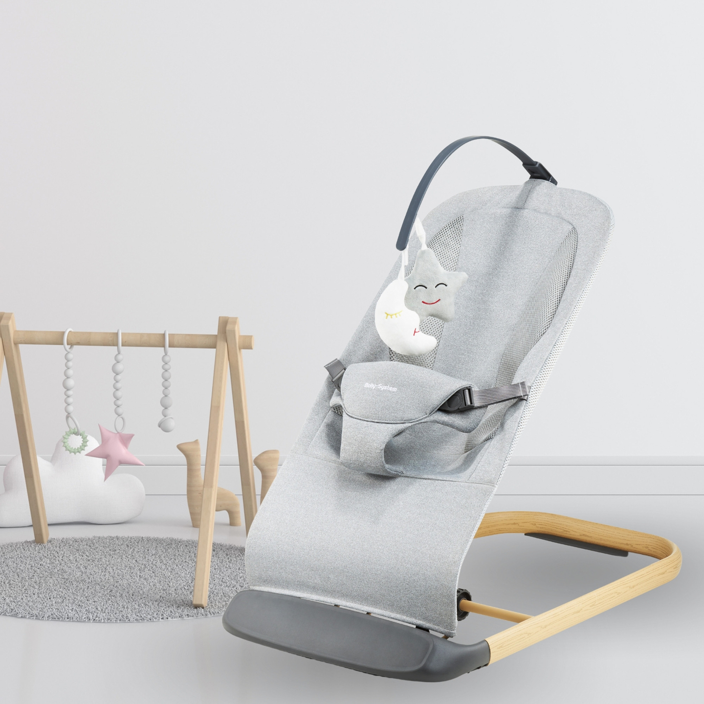 Sedia a dondolo 2 in 1 Moby- Sistema LILY - grigio