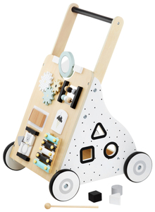 Deambulatore/passeggino educativo in legno - tavola manipolativa