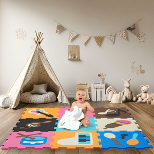 Tappeto puzzle educativo in schiuma 90 x 90 x 1 cm - schiuma EVA - design: strumenti