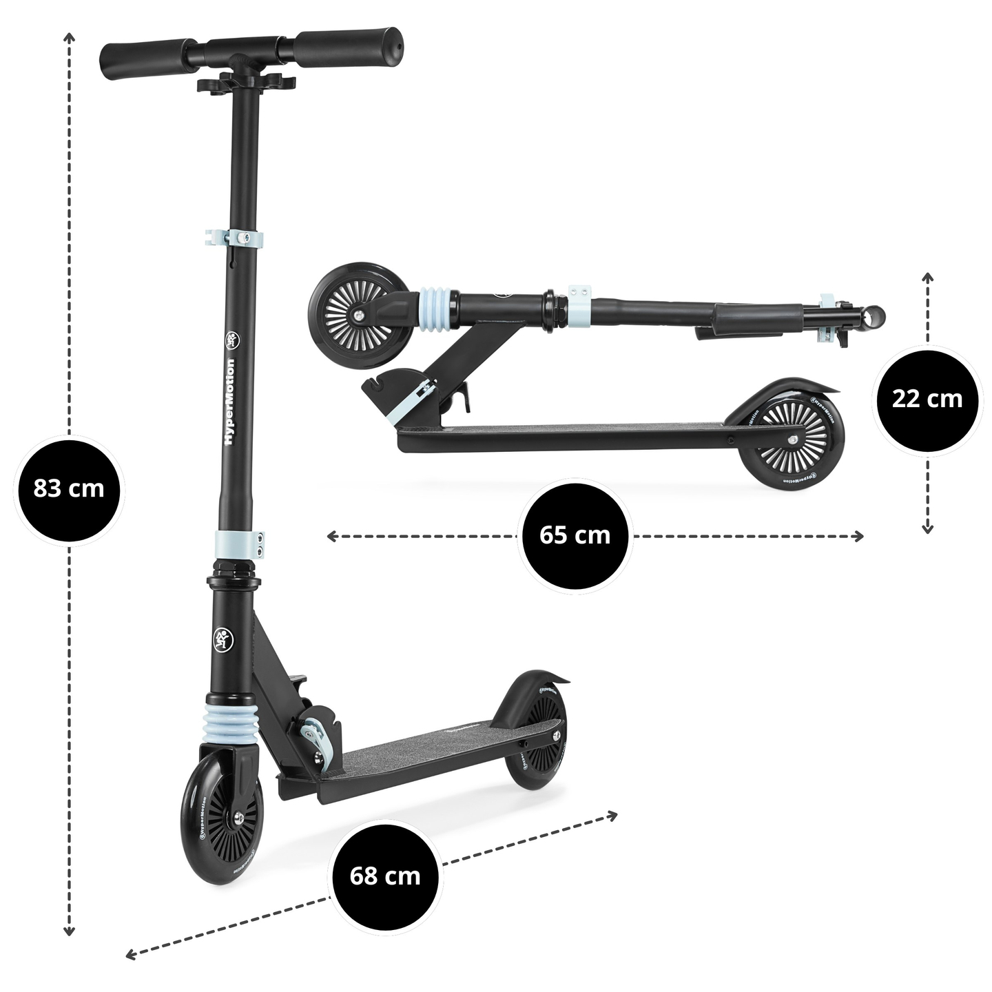 Monopattino a due ruote con ammortizzatore WALLY 4-9 anni da HyperMotion nero-verde