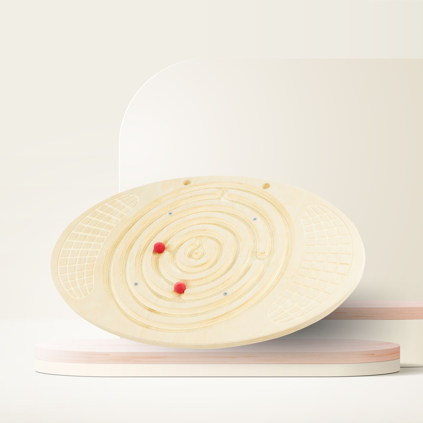 Tavola di equilibrio in legno con labirinto e palline - dondolo di equilibrio