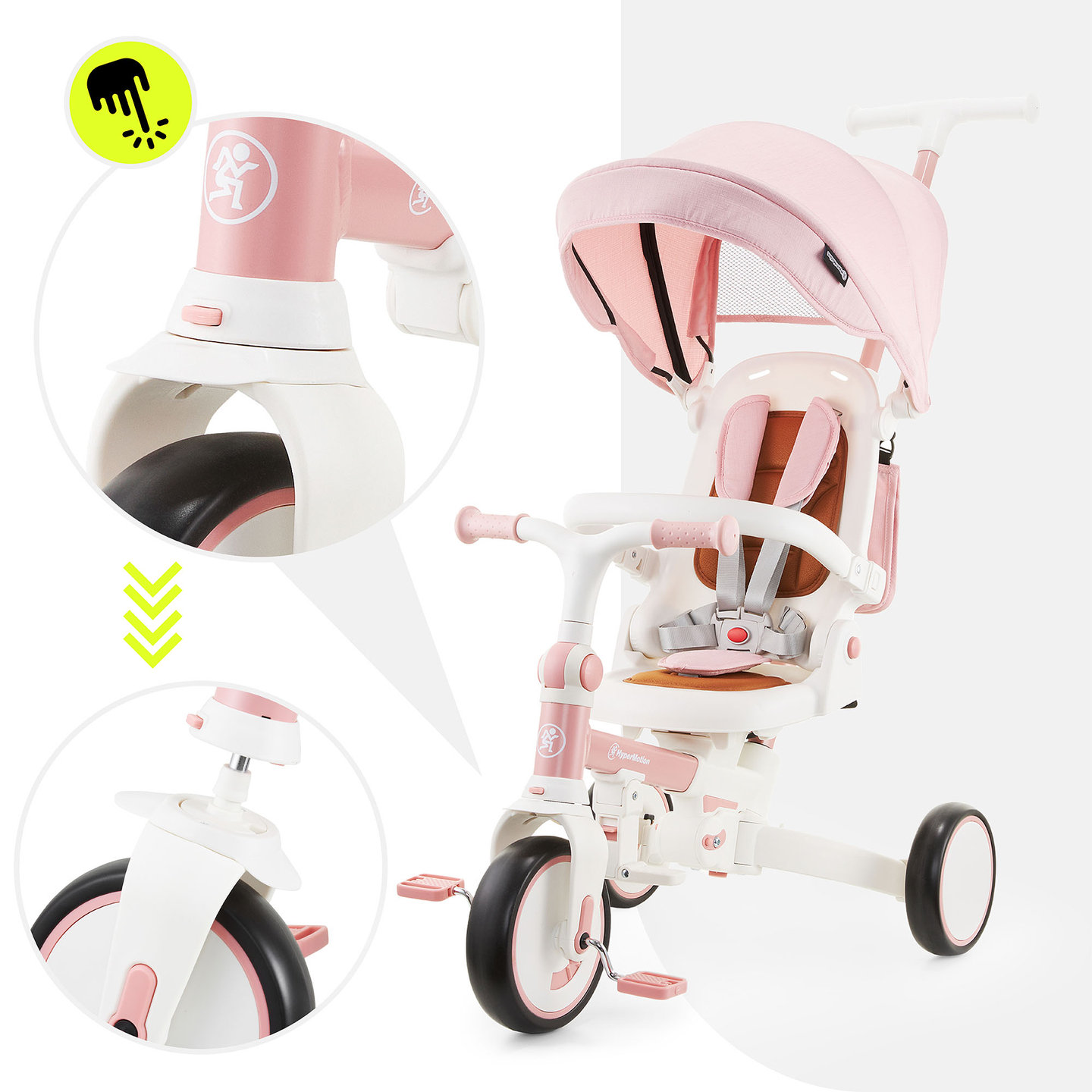 Triciclo multifunzionale 8in1 TOBI FOREST - rosa