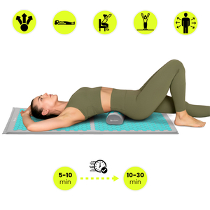 Tappetino per agopressione grande con cuscino e fodera - 130 cm HyperMotion grigio-menta