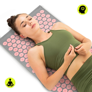 Tappetino per agopressione con cuscino e fodera - 72 cm HyperMotion grigio e rosa