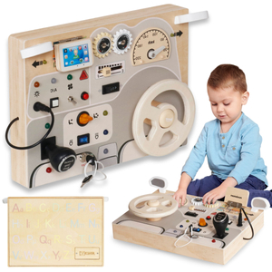 Tavola da gioco montessoriana in legno per bambini piccoli - cruscotto dell'automobile