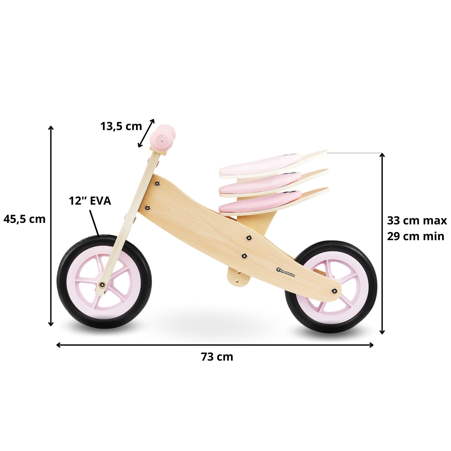 Triciclo in legno e bici senza pedali 2in1 - HyperMotion PERCY - rosa