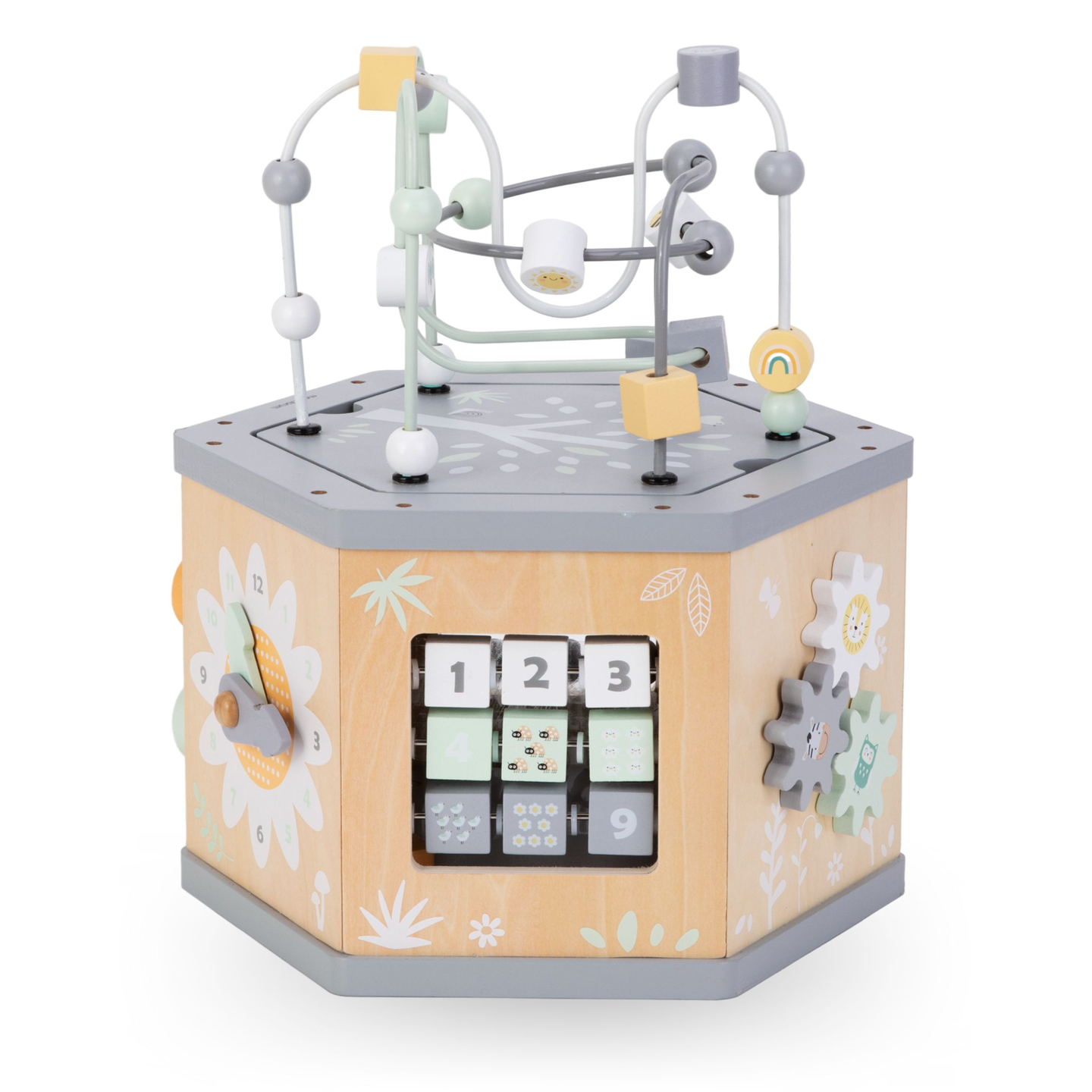 Cubo educativo interattivo in legno 7 in 1 - anello motorio