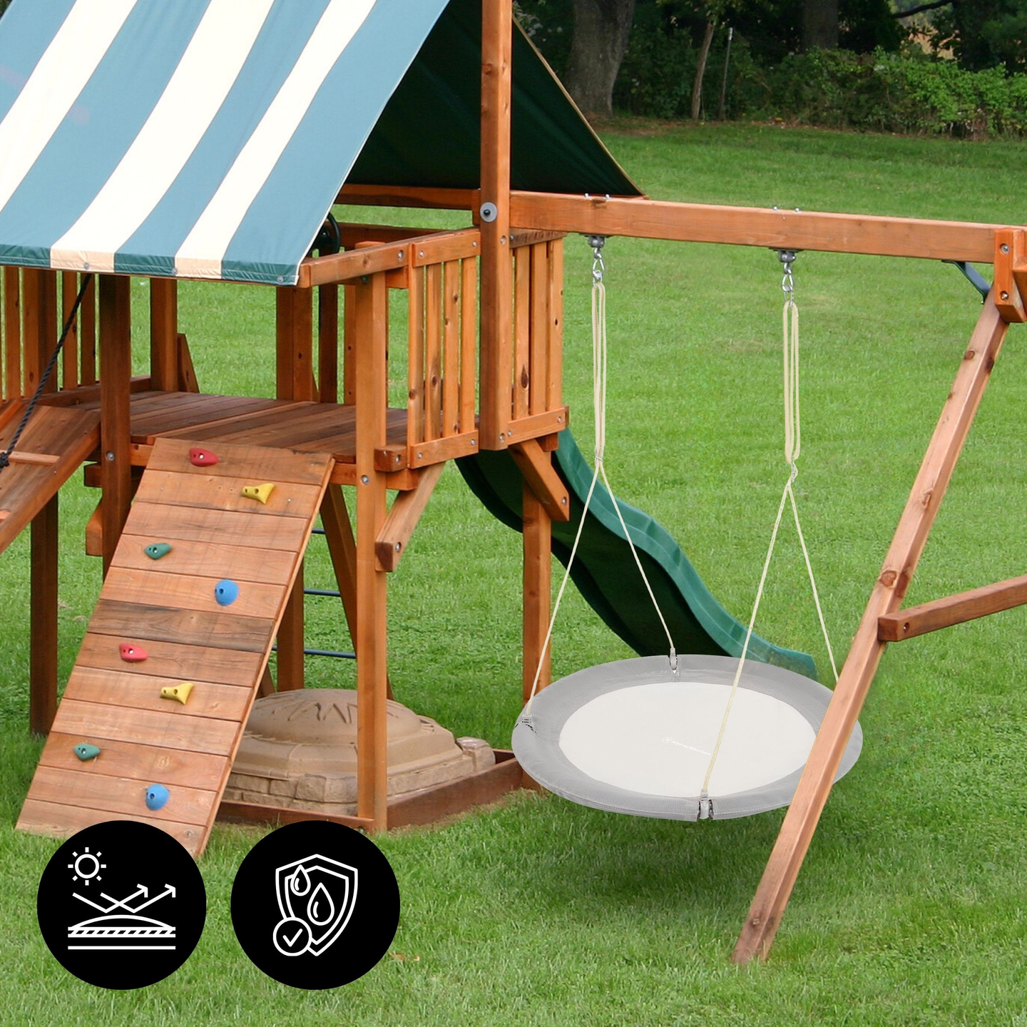 Altalena a nido di cicogna HyperMotion - diametro 100 cm, colore grigio