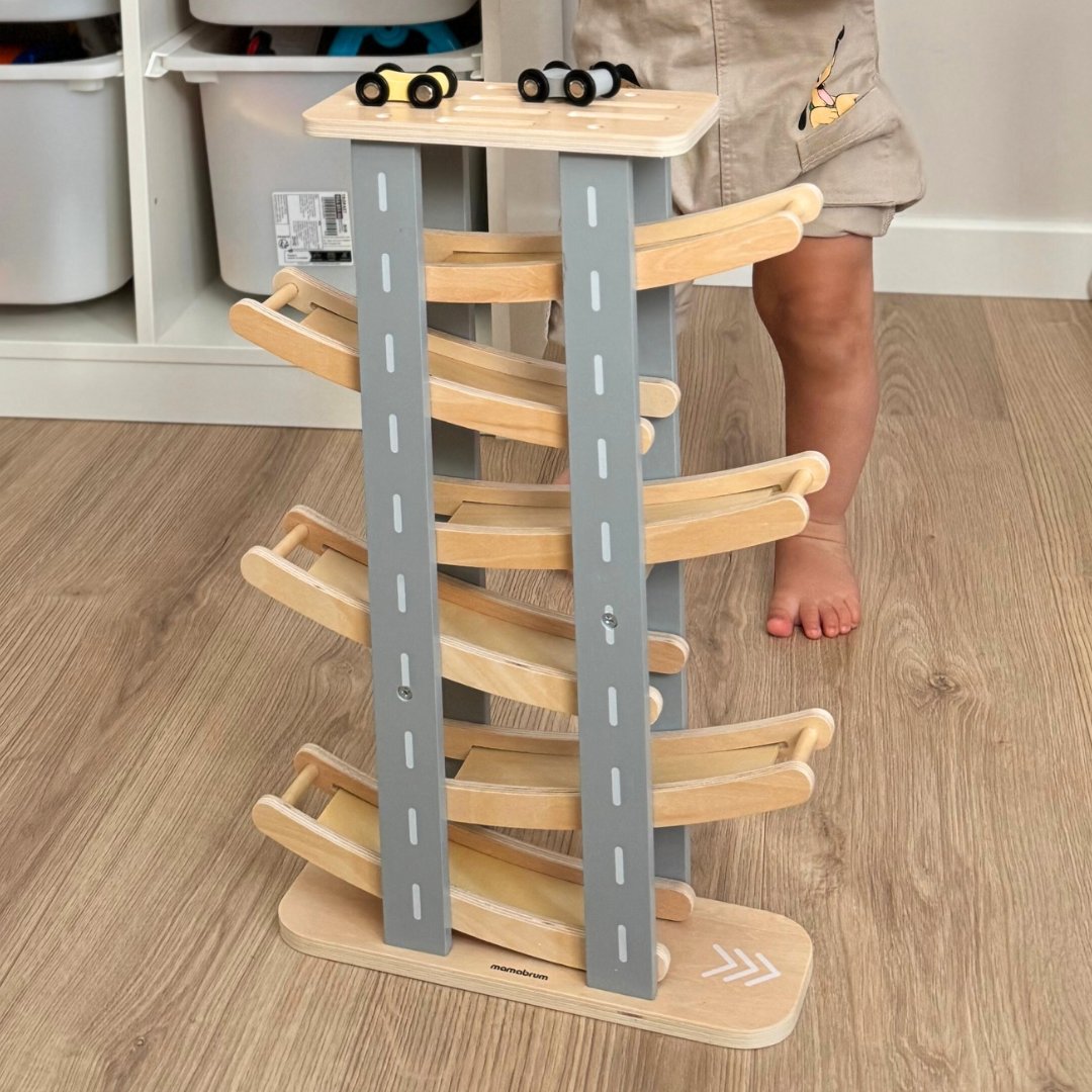 Pista di legno - scivolo per auto - 6 piani