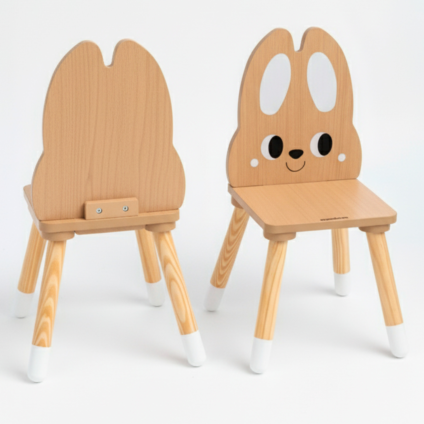 Tavolo in legno con contenitore e 2 sedie Set per bambini - Coniglio carino