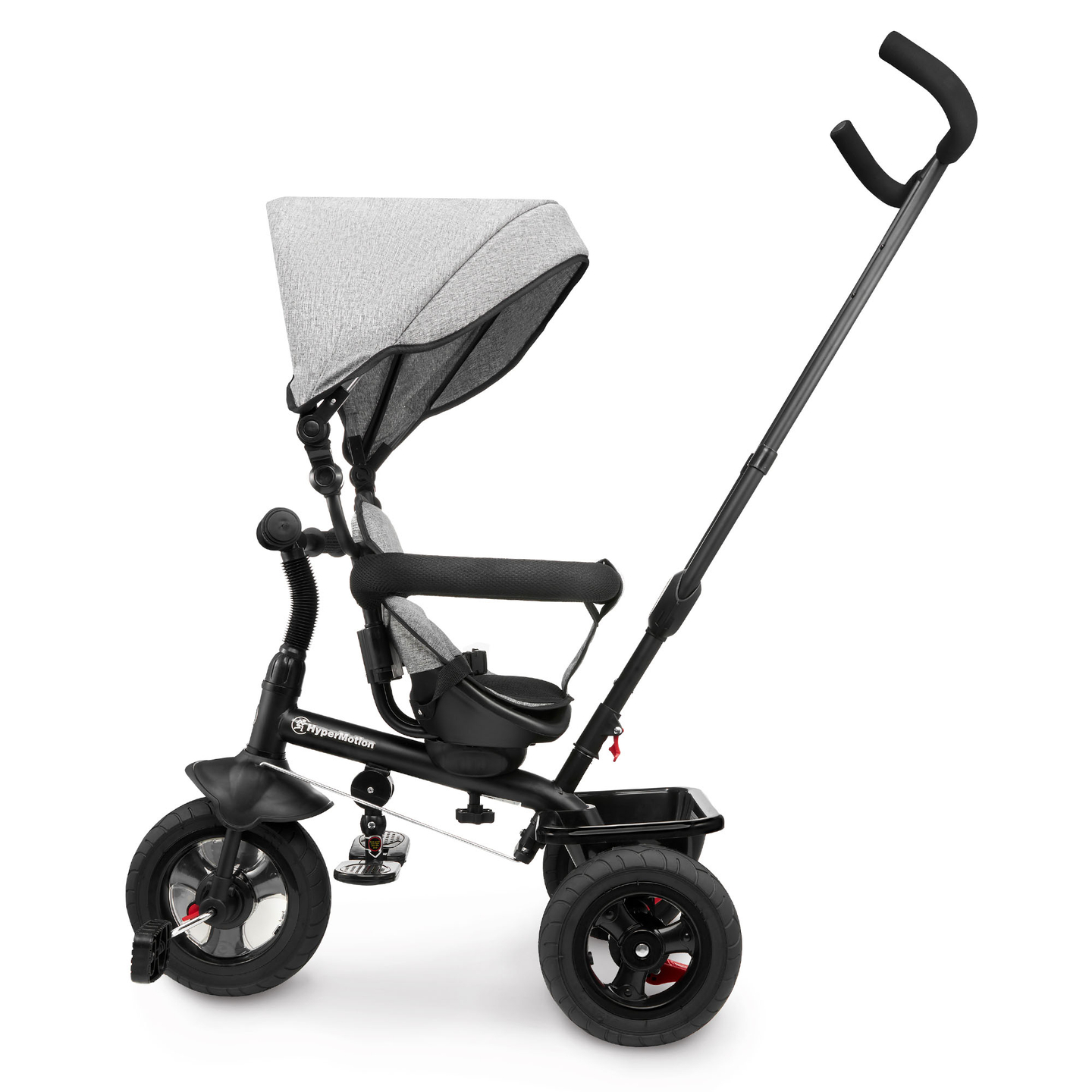 Triciclo per bambini 1-4 anni - TOBI FREY - colore grigio - girevole - ruote pompate + spingitore