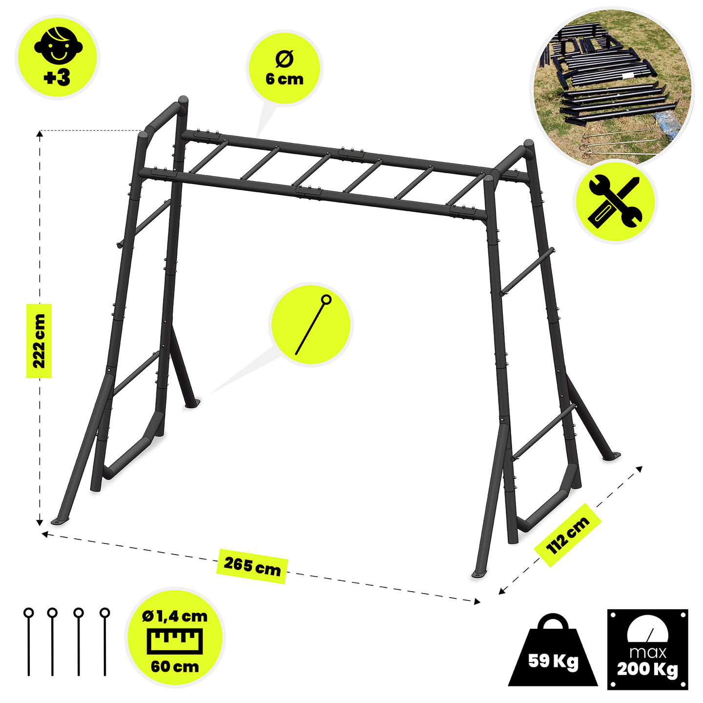 Scala ginnica da giardino, metallo