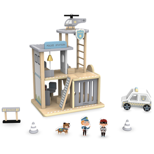 Stazione di polizia in legno con accessori