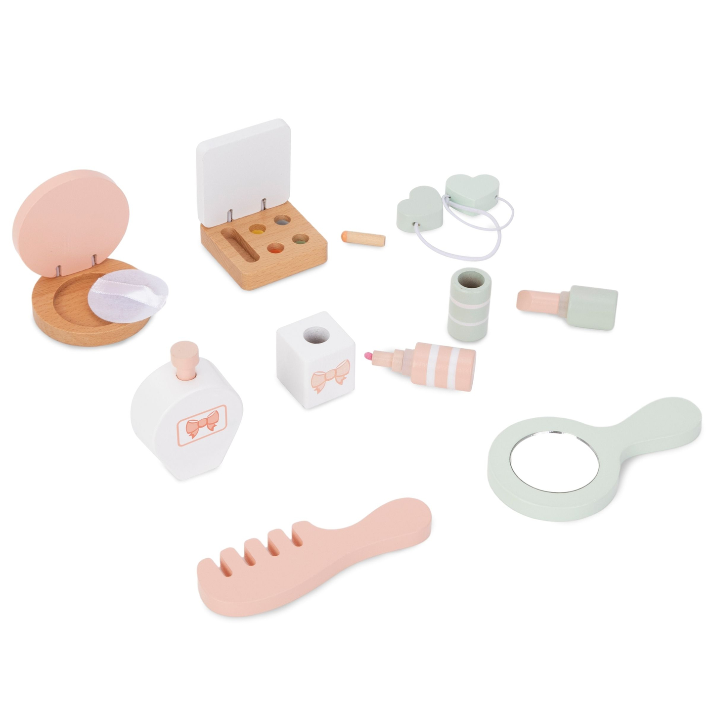 Tavolino da toeletta per bambini in legno con accessori