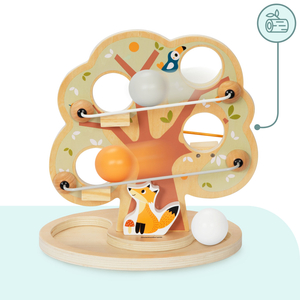 Pista di scivolo con palline di legno - Albero verde