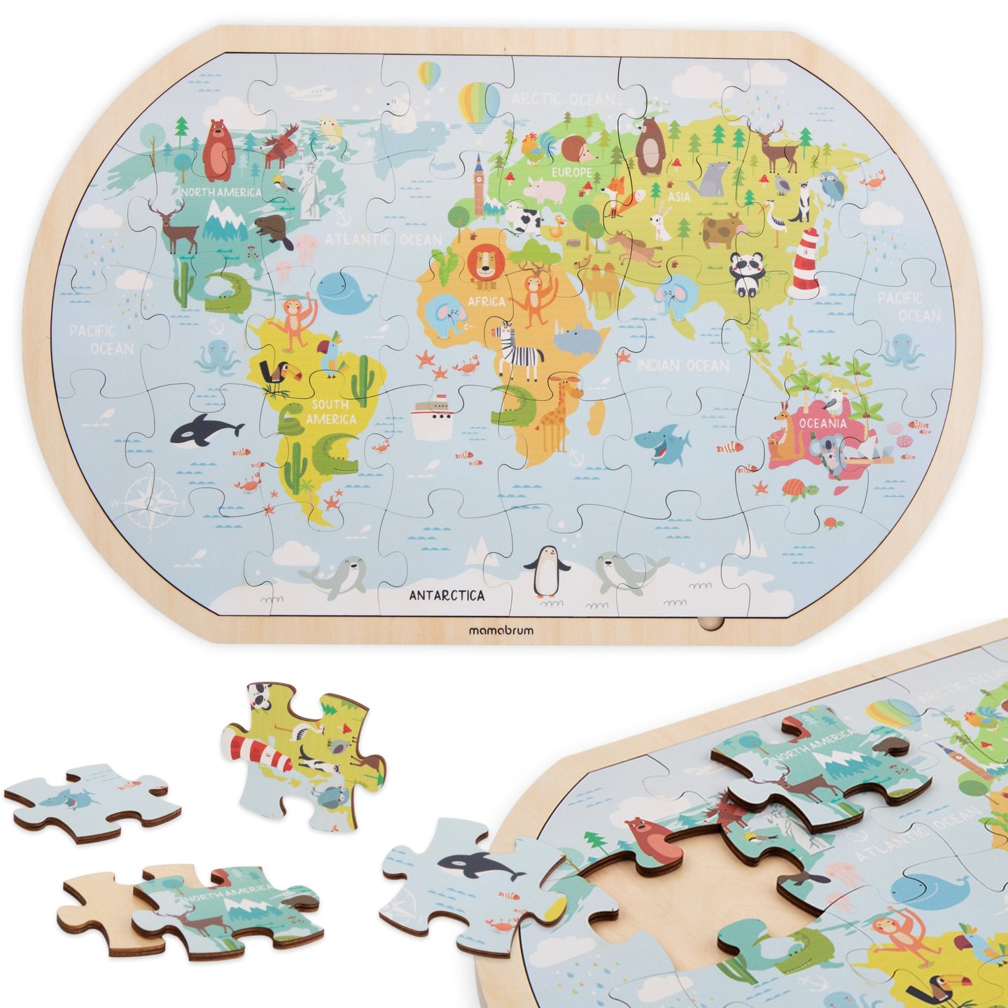 Puzzle di legno - Mappa del mondo