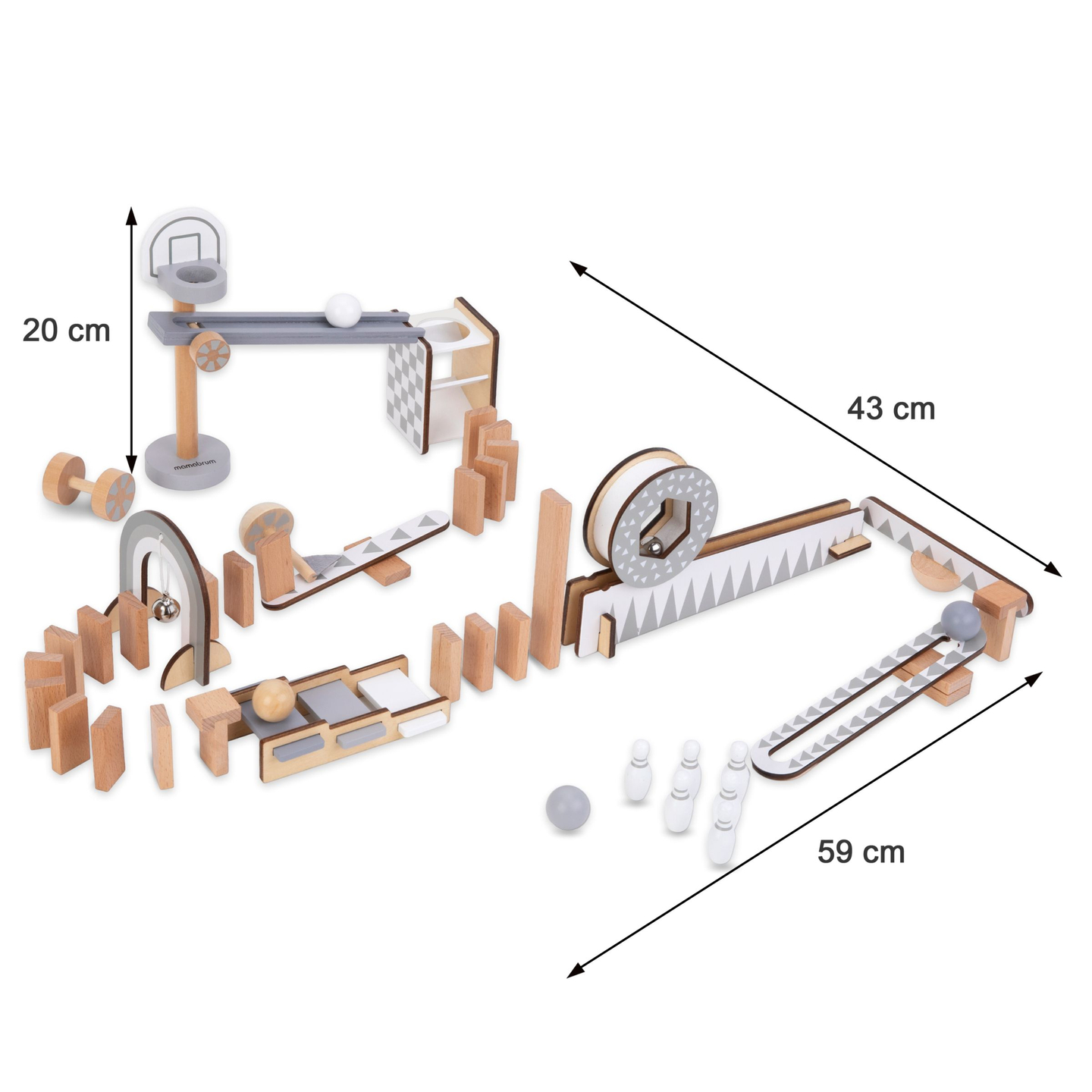 Blocchi di domino in legno - percorso ad ostacoli - 48 elementi