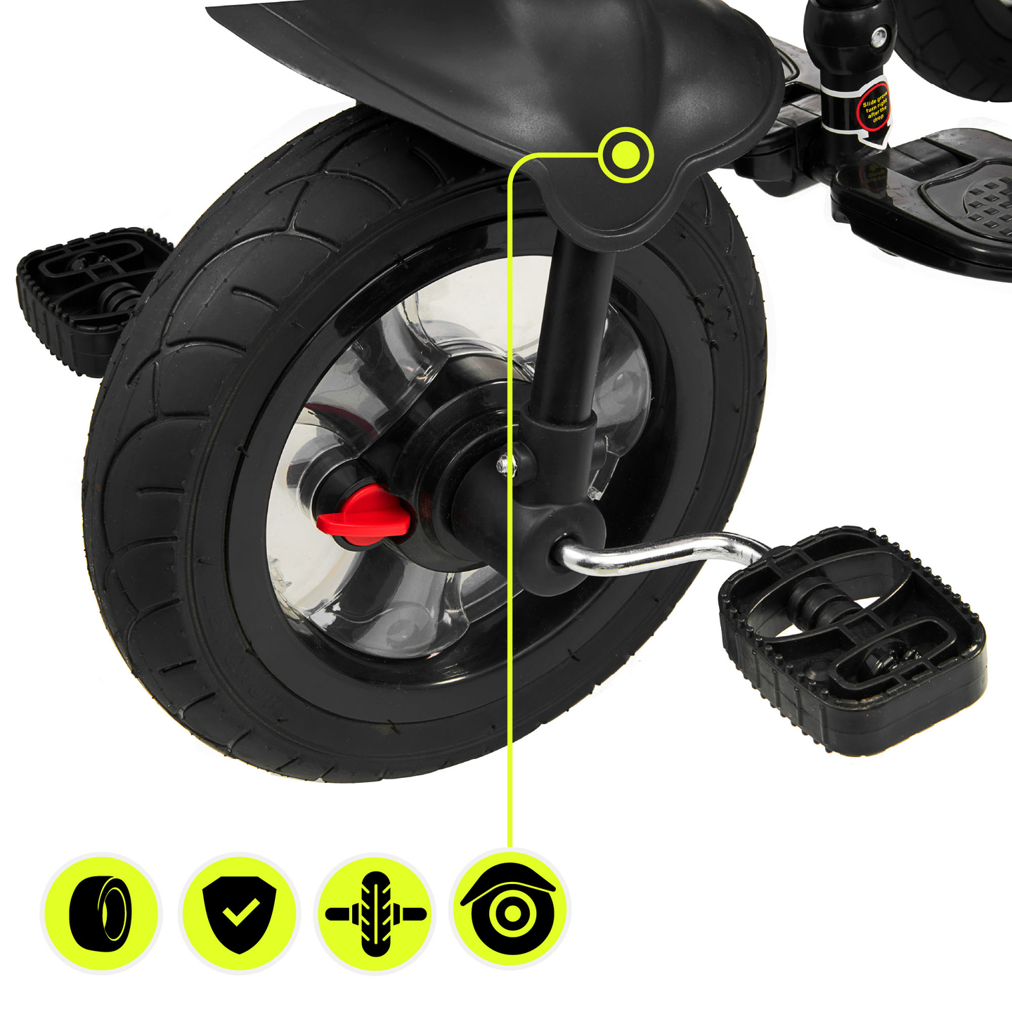 Triciclo per bambini 1-4 anni - TOBI FREY - colore rosa - girevole - ruote pompate + spintore