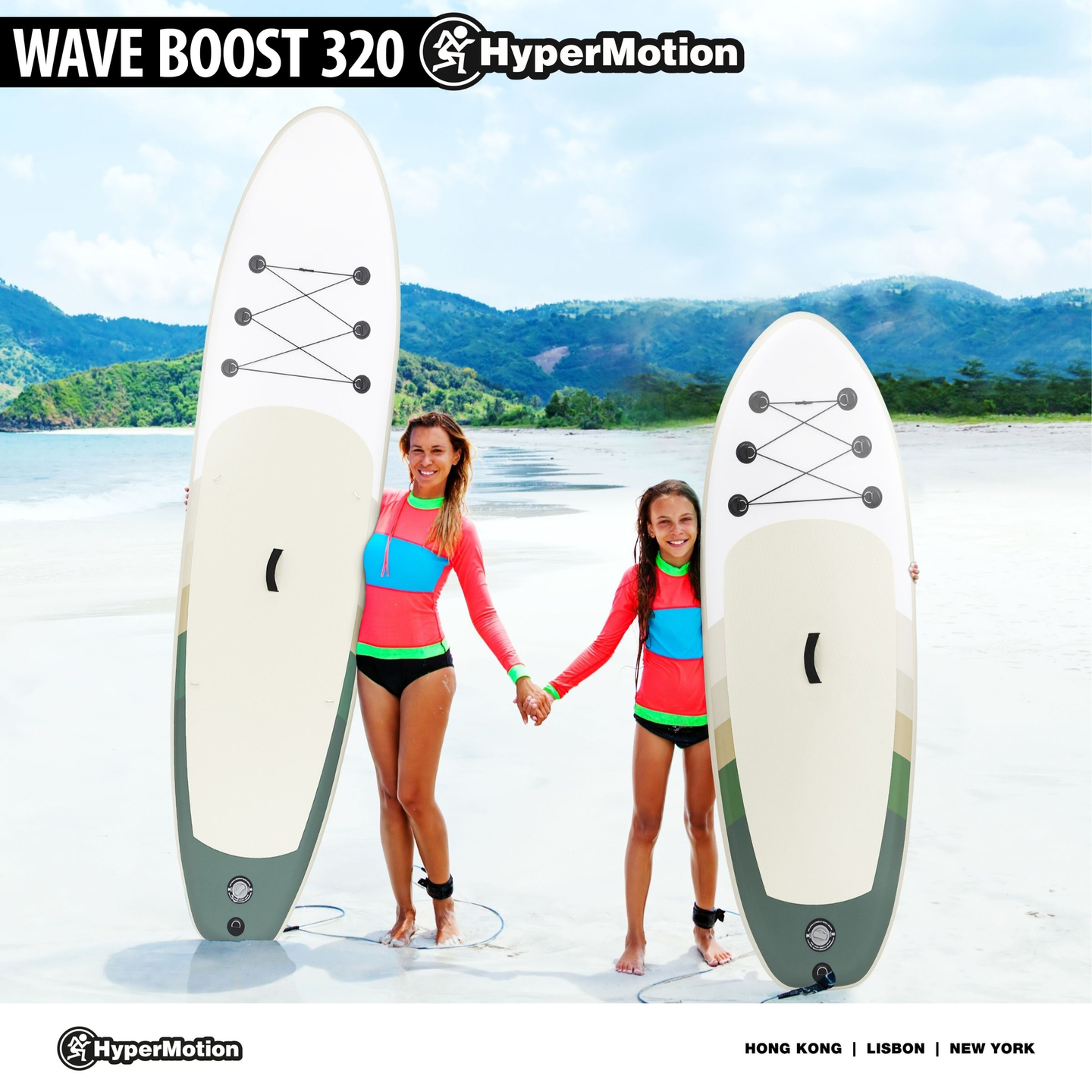 Tavola SUP gonfiabile Stand Up Paddle 320 cm con pagaia e sedile - HyperMotion WAVE BOOST 320