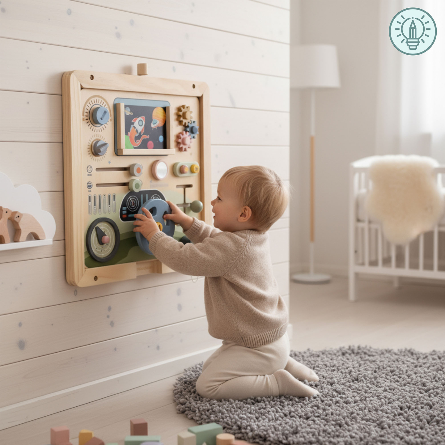 Cornice da parete in legno - per il montaggio delle lavagne didattiche Mamabrum