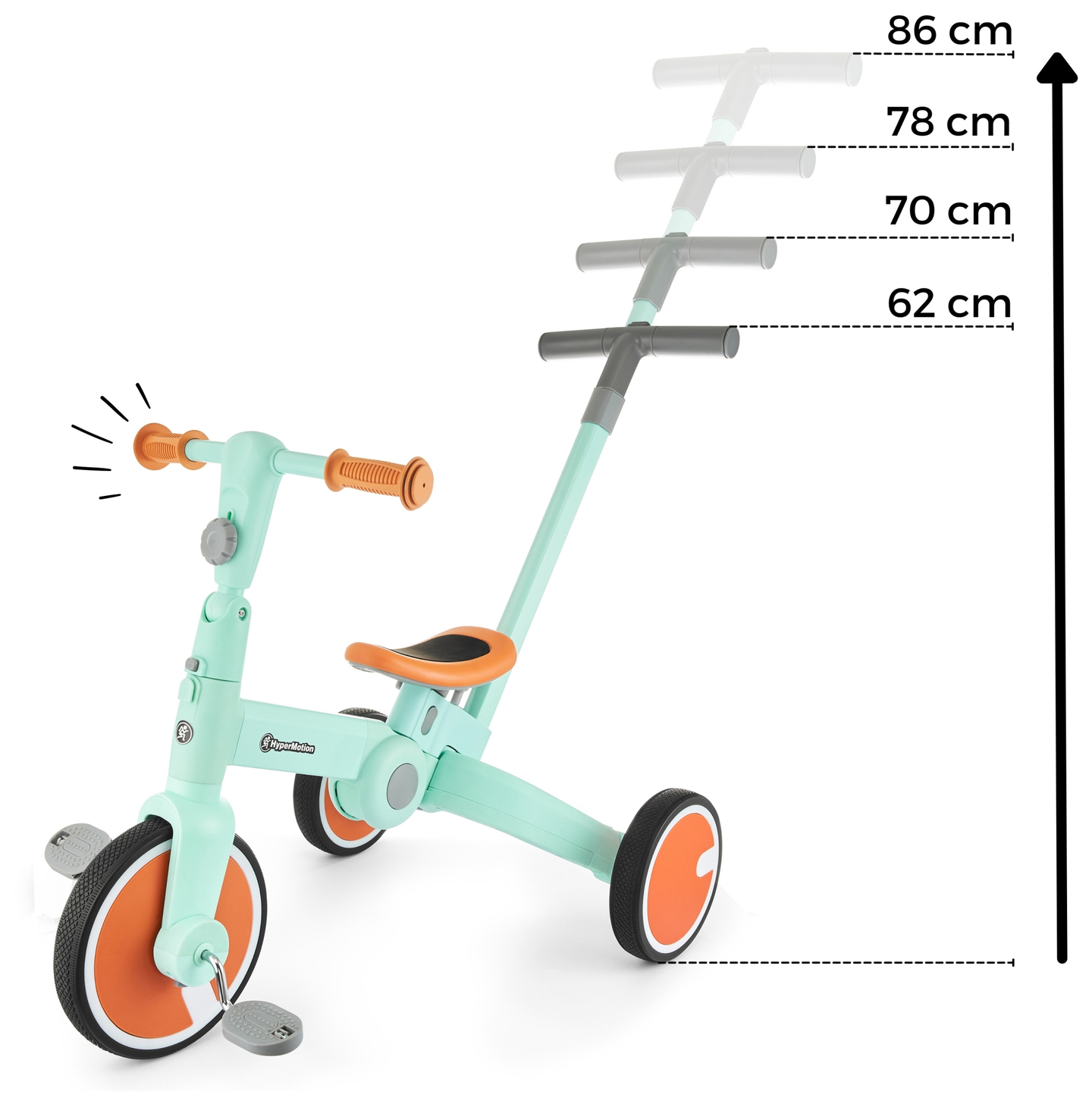 Triciclo per bambini, bici da fondo, passeggino - 5 in 1 di HyperMotion