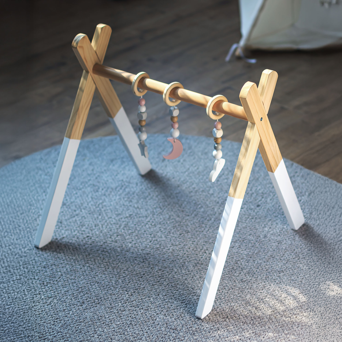 Baby Gym, stand educativo in legno - colore bianco