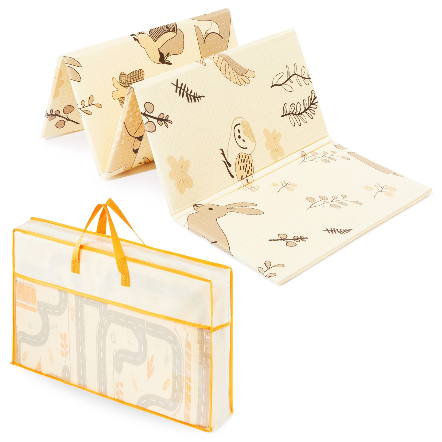 Tappetino in schiuma pieghevole su entrambi i lati 180 x 120 x 1 cm - Magic Forest/Autumn Streets - boho