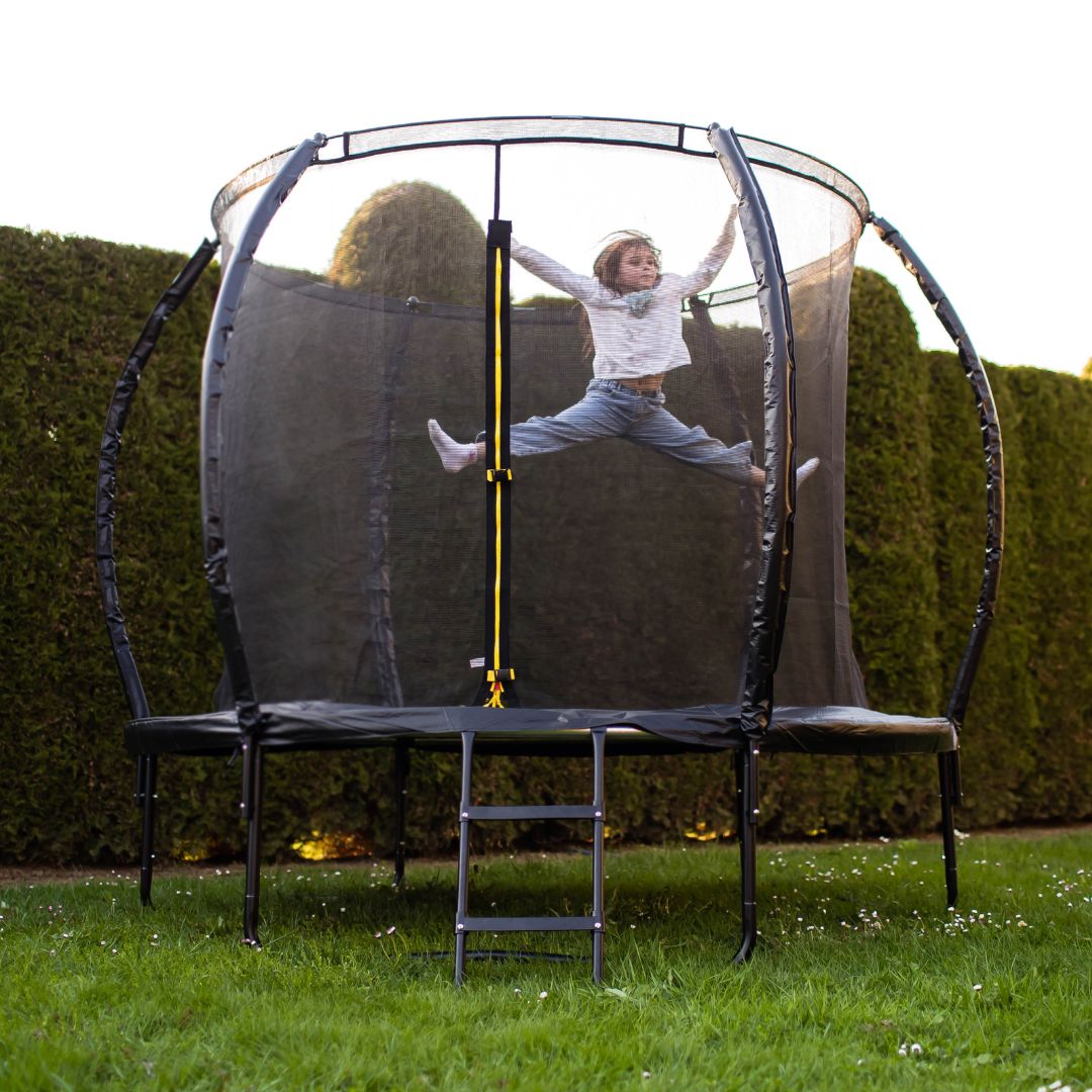 Trampolino da giardino per bambini HyperMotion - 244 cm 8FT - con scaletta e rete interna - per casa e giardino