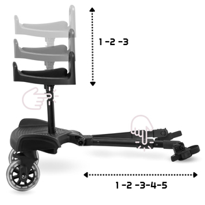 Estensione della carrozzina con sedile regolabile e sistema di fissaggio universale - Moby-System BUGGY2GO