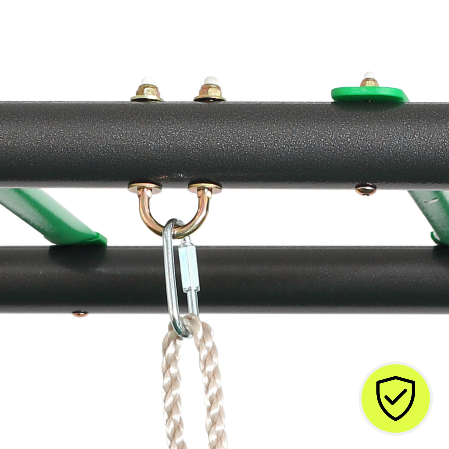 Altalena da giardino XXL in acciaio - 2 sedili, scala, trapezio ginnico