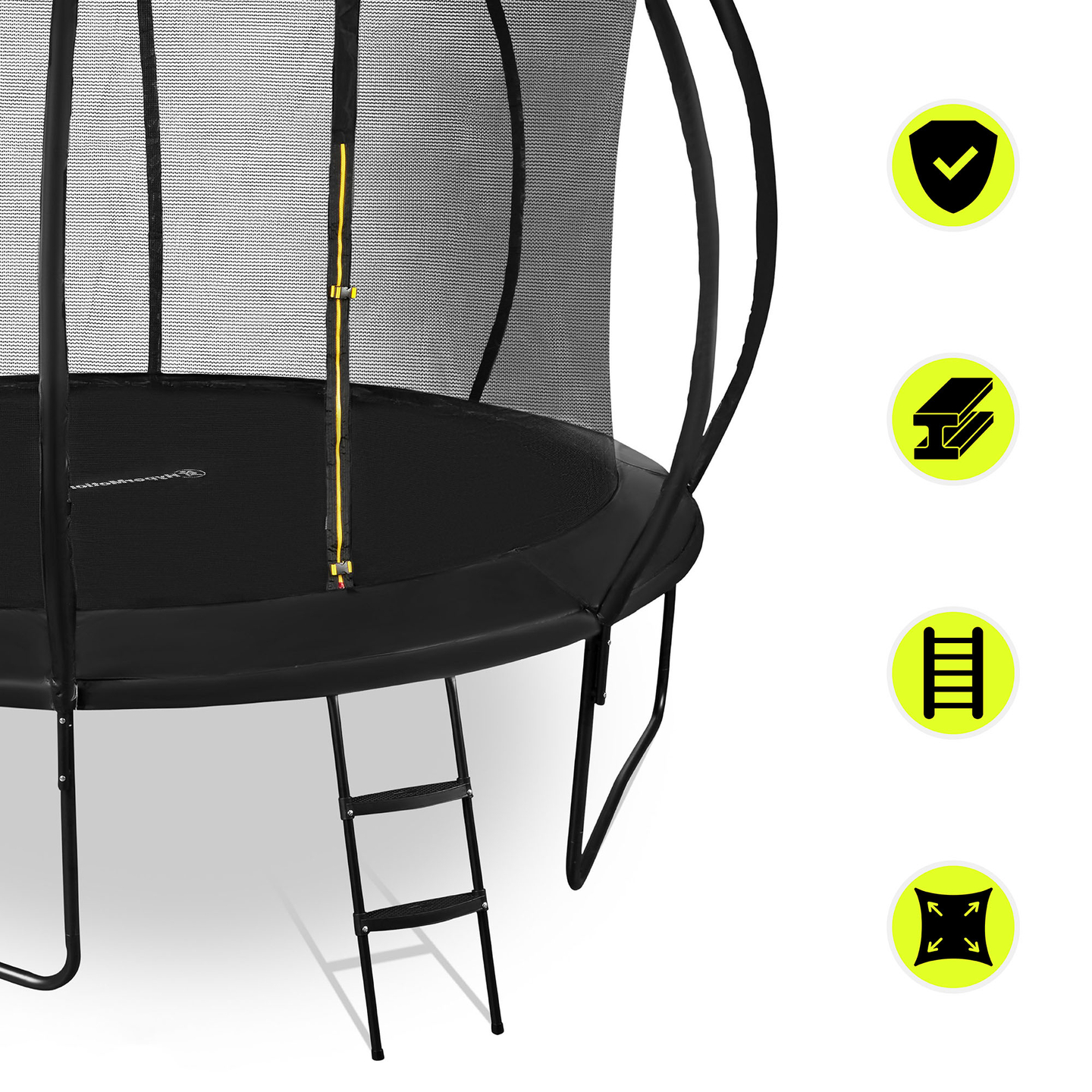 Trampolino da giardino XXL per bambini HyperMotion - 366 cm 12FT - con scala e rete interna - per casa e giardino - 150 kg max