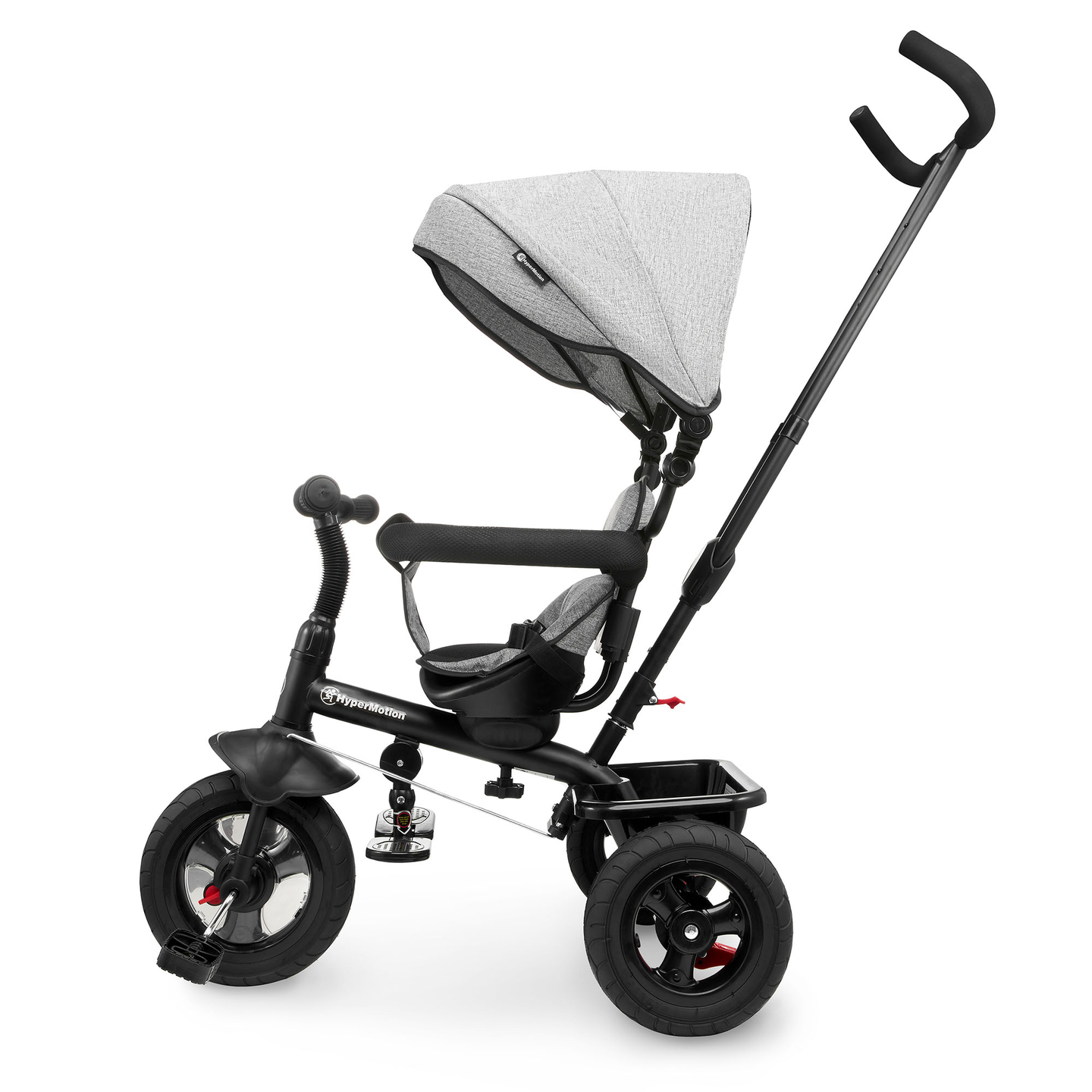 Triciclo per bambini 1-4 anni - TOBI FREY - colore grigio - girevole - ruote pompate + spingitore