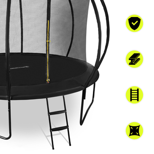 Trampolino da giardino XXL per bambini HyperMotion - 366 cm 12FT - con scala e rete interna - per casa e giardino - 150 kg max