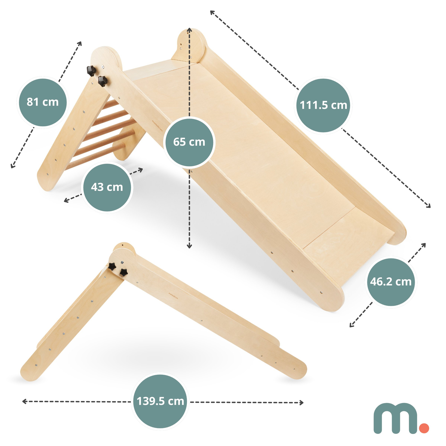 Scivolo in legno con scala per bambini