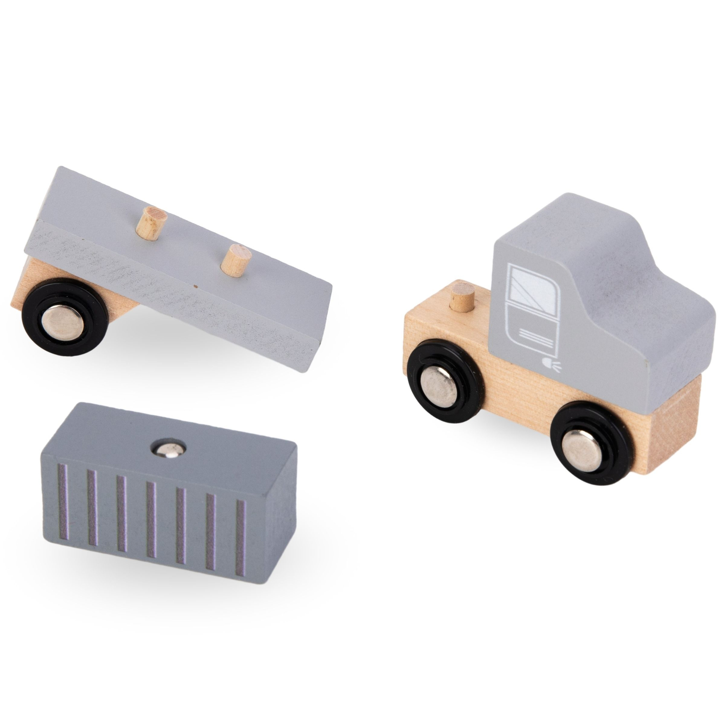 Gru portuale mobile con argano magnetico e accessori - set in legno