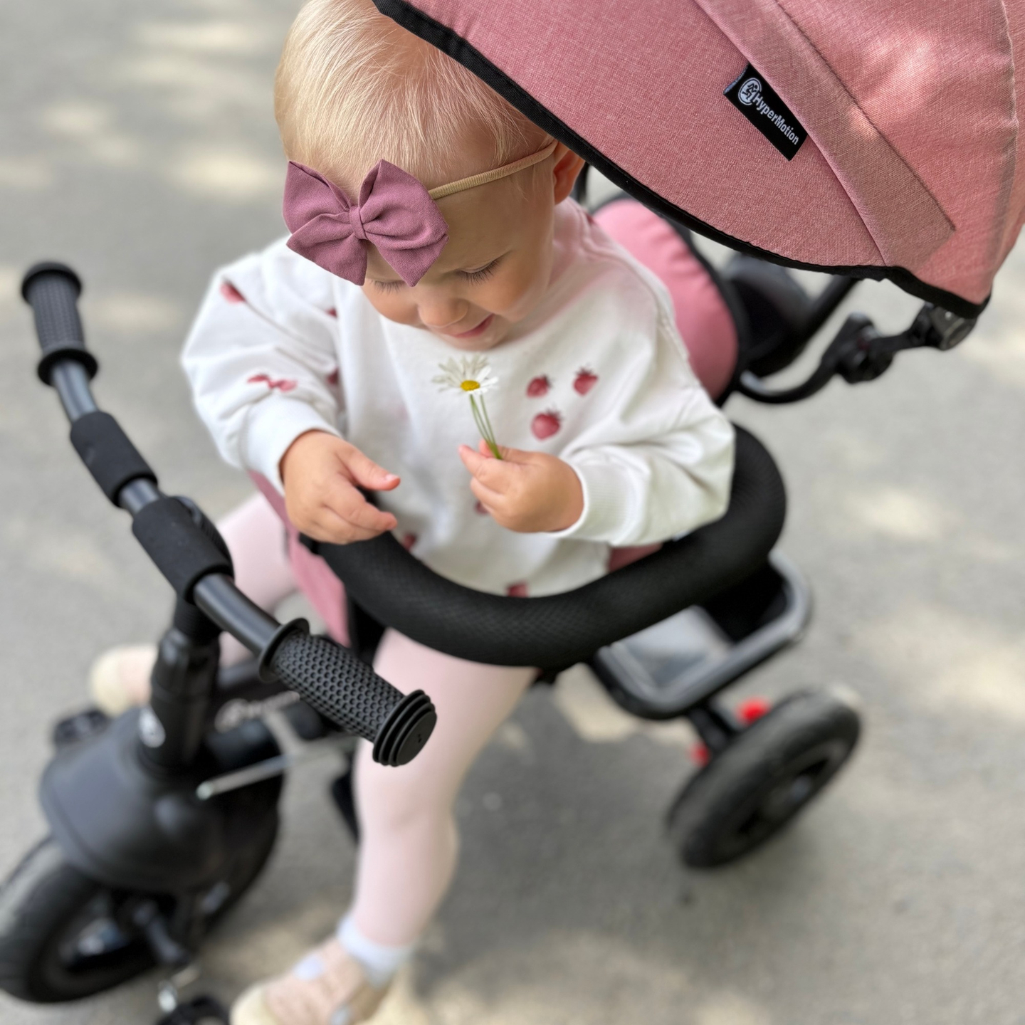 Triciclo per bambini 1-4 anni - TOBI FREY - colore rosa - girevole - ruote pompate + spintore