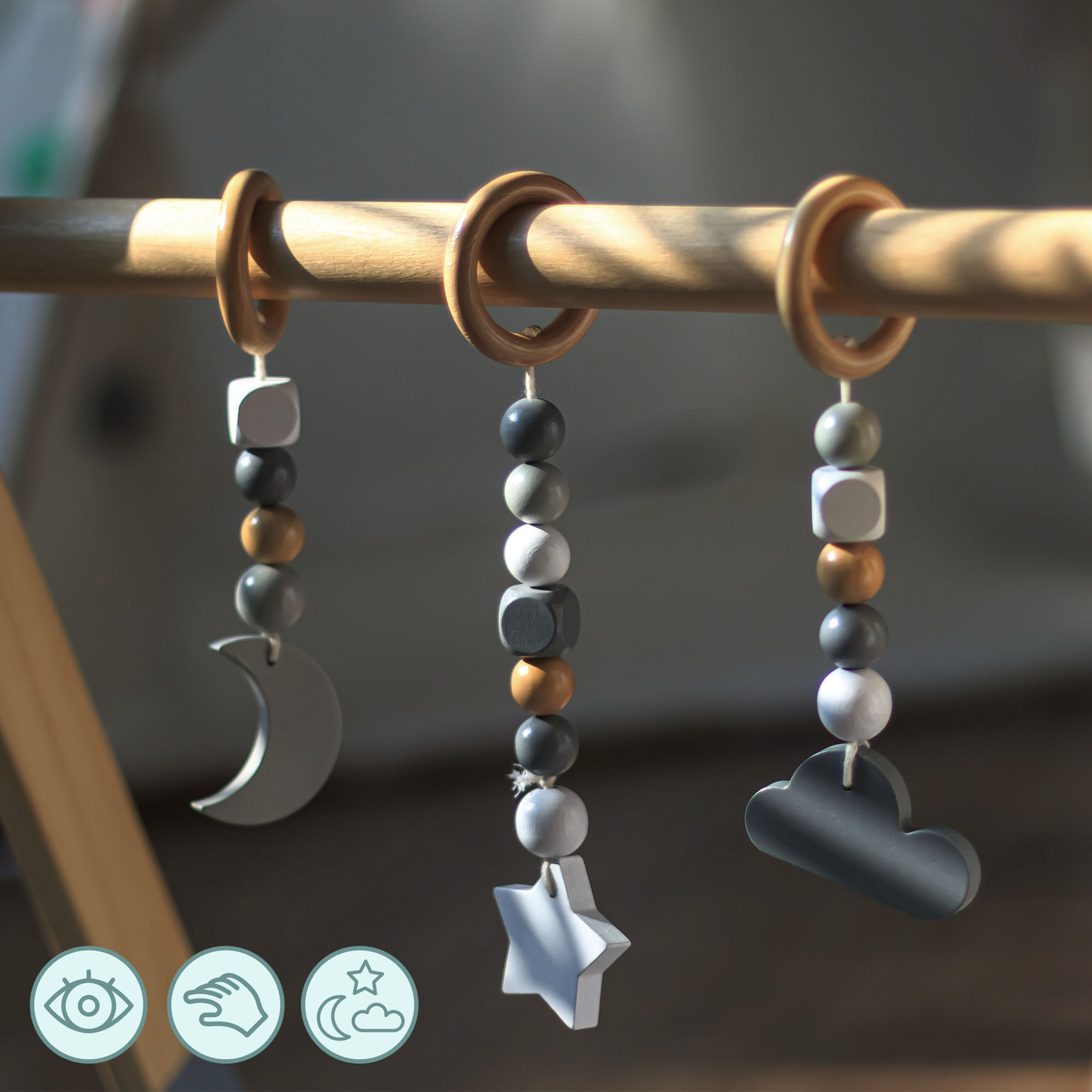 Baby Gym, supporto educativo in legno - colore grigio